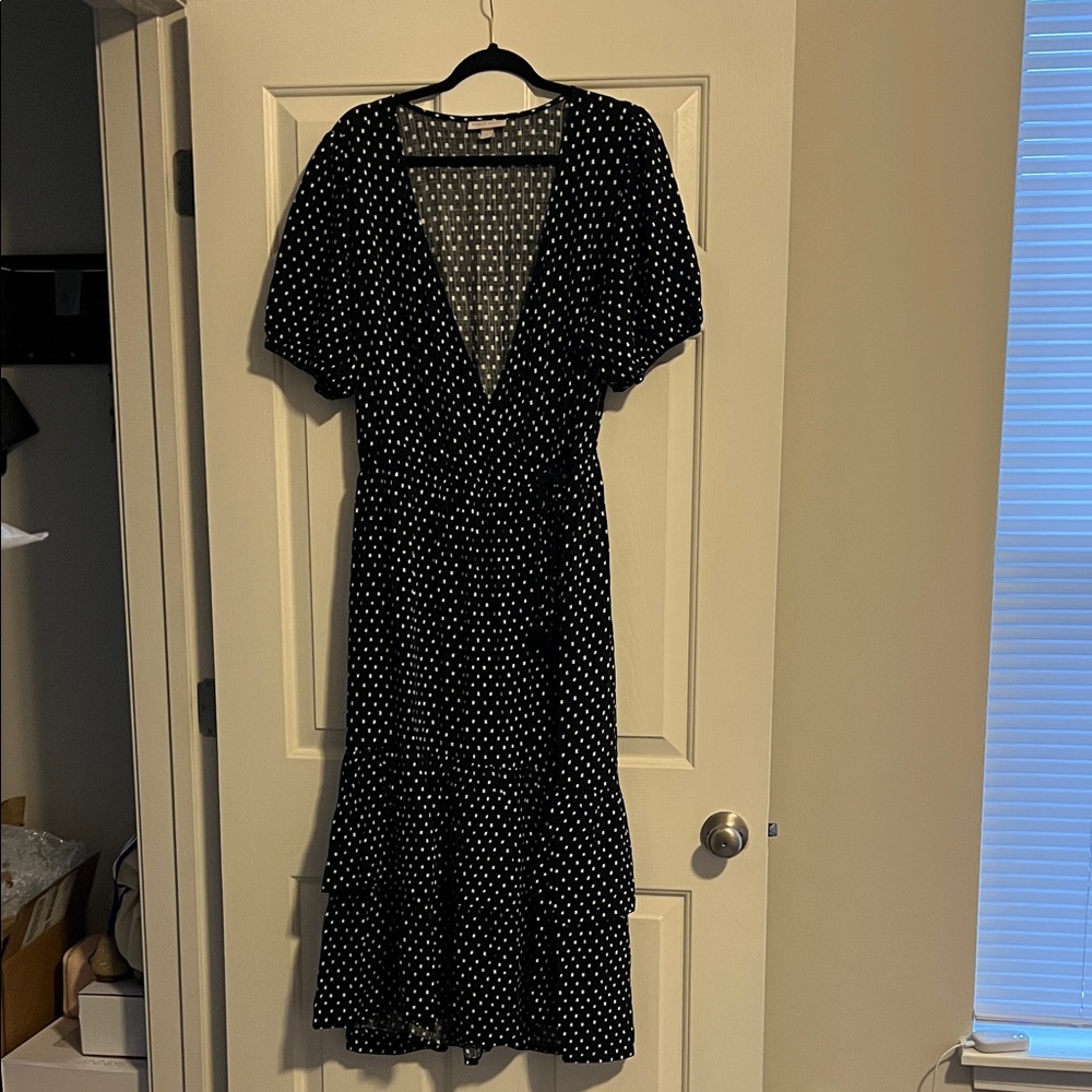 Target Knox Rose Black and White Polka Dot Midi wrap Dress